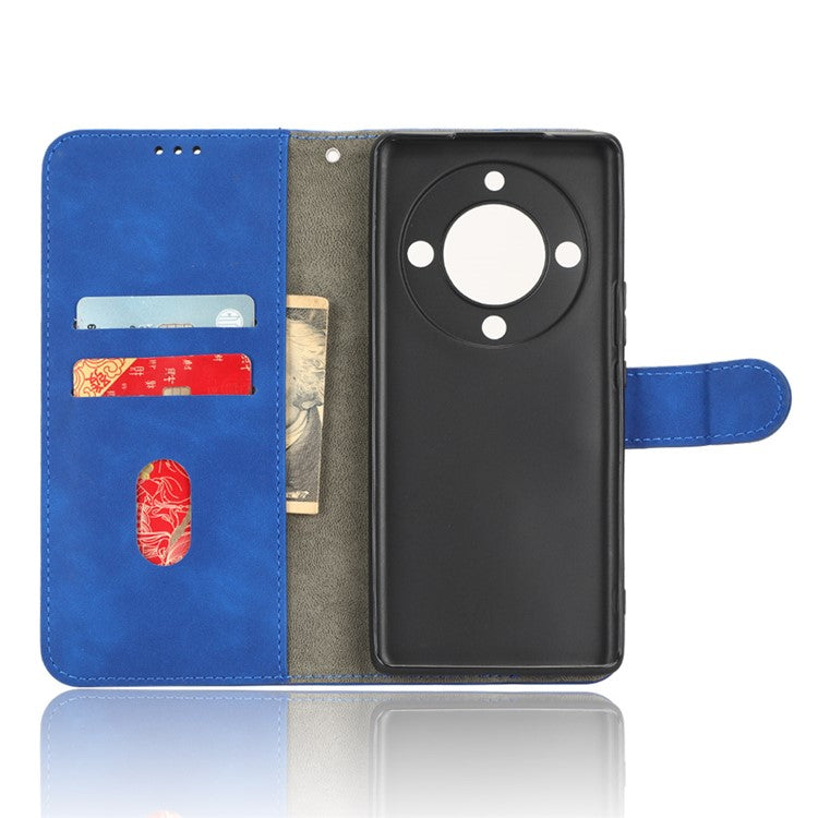For Honor X40 5G / X9a 5G / Magic5 Lite 5G Full Protection Mobile Phone Case Skin-touch Stand Flip Leather Wallet Phone Cover - Blue
