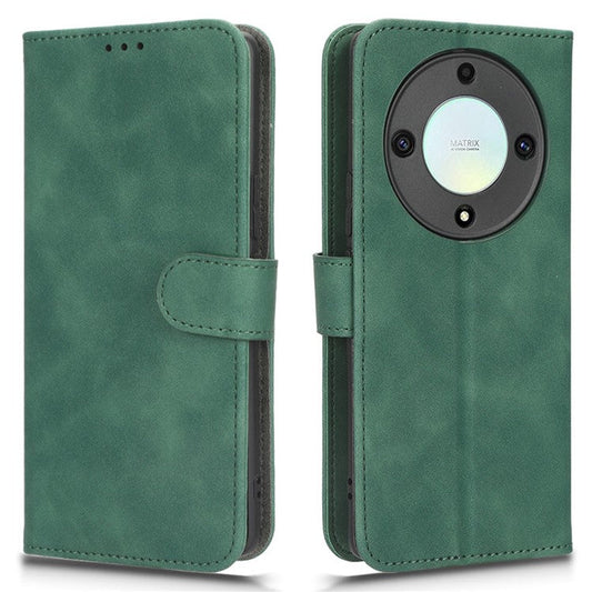 For Honor X40 5G / X9a 5G / Magic5 Lite 5G Full Protection Mobile Phone Case Skin-touch Stand Flip Leather Wallet Phone Cover - Green