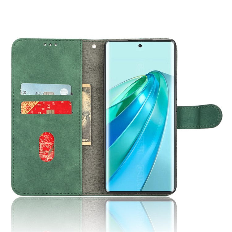 For Honor X40 5G / X9a 5G / Magic5 Lite 5G Full Protection Mobile Phone Case Skin-touch Stand Flip Leather Wallet Phone Cover - Green