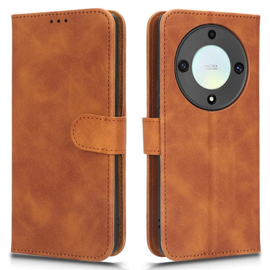 For Honor X40 5G / X9a 5G / Magic5 Lite 5G Full Protection Mobile Phone Case Skin-touch Stand Flip Leather Wallet Phone Cover - Brown