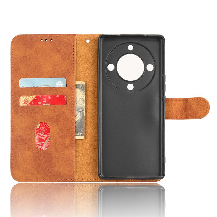 For Honor X40 5G / X9a 5G / Magic5 Lite 5G Full Protection Mobile Phone Case Skin-touch Stand Flip Leather Wallet Phone Cover - Brown