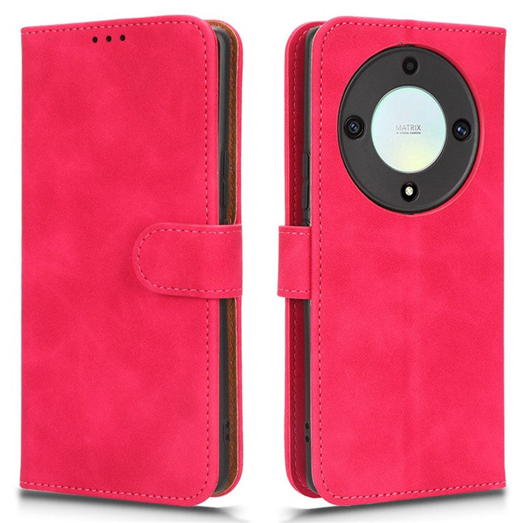 For Honor X40 5G / X9a 5G / Magic5 Lite 5G Full Protection Mobile Phone Case Skin-touch Stand Flip Leather Wallet Phone Cover - Rose