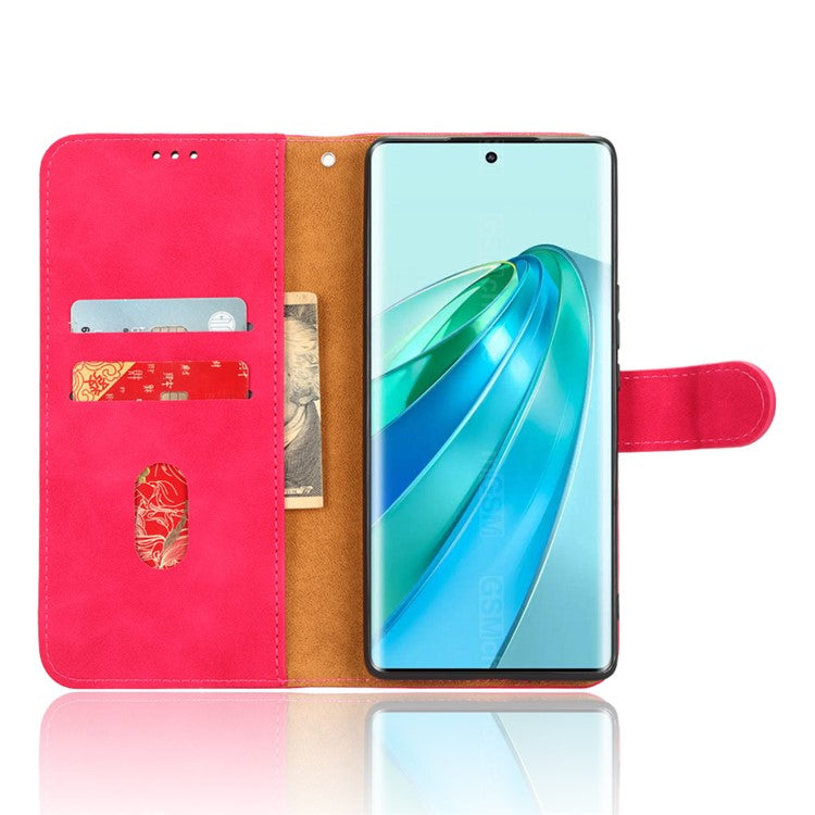 For Honor X40 5G / X9a 5G / Magic5 Lite 5G Full Protection Mobile Phone Case Skin-touch Stand Flip Leather Wallet Phone Cover - Rose
