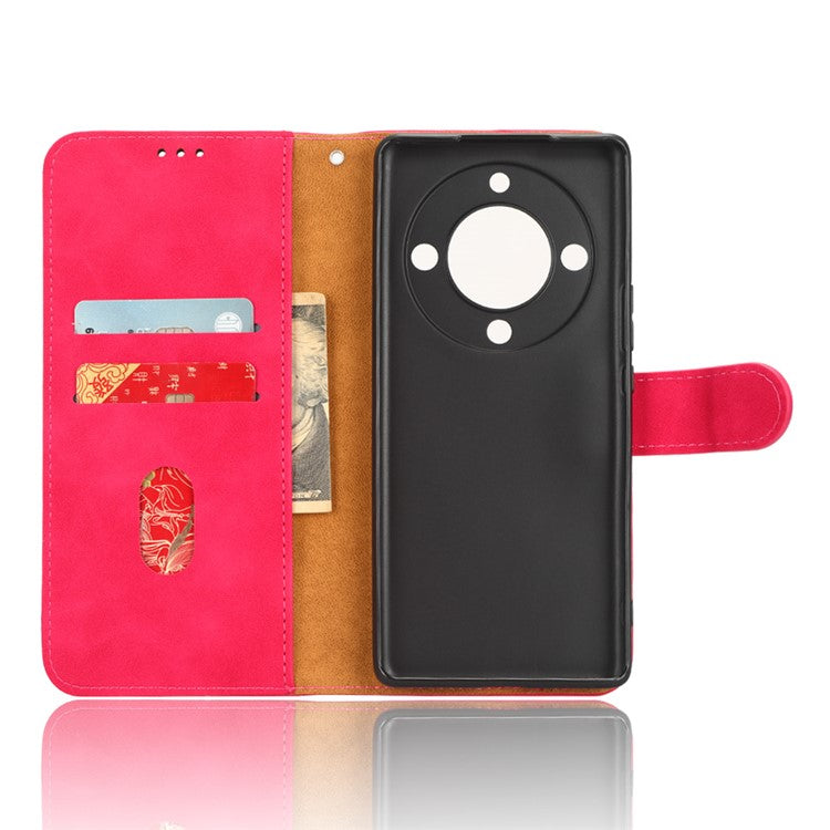 For Honor X40 5G / X9a 5G / Magic5 Lite 5G Full Protection Mobile Phone Case Skin-touch Stand Flip Leather Wallet Phone Cover - Rose