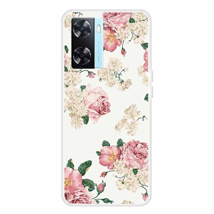 Phone TPU Case for Oppo A57s 4G / A77 4G / A57 4G Pattern Printing Anti-scratch Mobile Phone Cover - Flowers