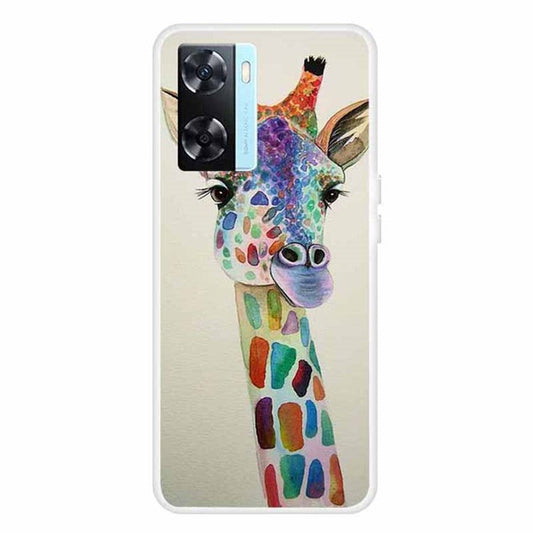 Phone TPU Case for Oppo A57s 4G / A77 4G / A57 4G Pattern Printing Anti-scratch Mobile Phone Cover - Colorful Giraffe