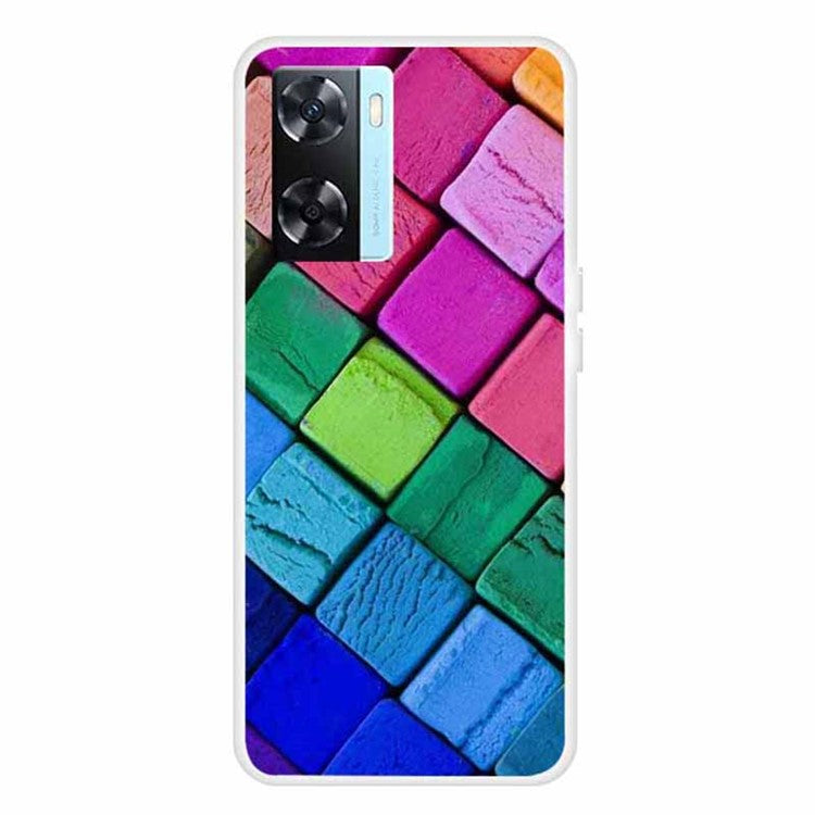 Phone TPU Case for Oppo A57s 4G / A77 4G / A57 4G Pattern Printing Anti-scratch Mobile Phone Cover - Colorful Block