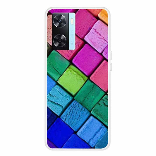 Phone TPU Case for Oppo A57s 4G / A77 4G / A57 4G Pattern Printing Anti-scratch Mobile Phone Cover - Colorful Block