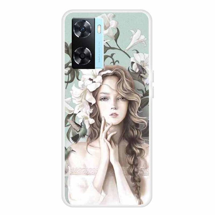 Phone TPU Case for Oppo A57s 4G / A77 4G / A57 4G Pattern Printing Anti-scratch Mobile Phone Cover - Girl