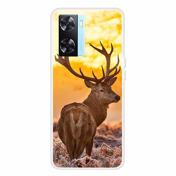 Phone TPU Case for Oppo A57s 4G / A77 4G / A57 4G Pattern Printing Anti-scratch Mobile Phone Cover - Elk