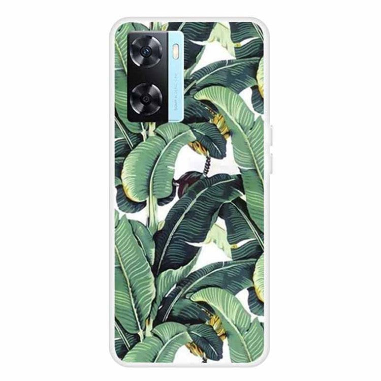 Phone TPU Case for Oppo A57s 4G / A77 4G / A57 4G Pattern Printing Anti-scratch Mobile Phone Cover - Banana Leaves