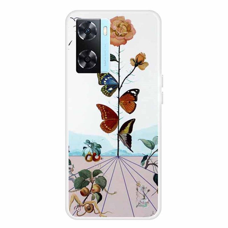 Phone TPU Case for Oppo A57s 4G / A77 4G / A57 4G Pattern Printing Anti-scratch Mobile Phone Cover - Butterfly Flower