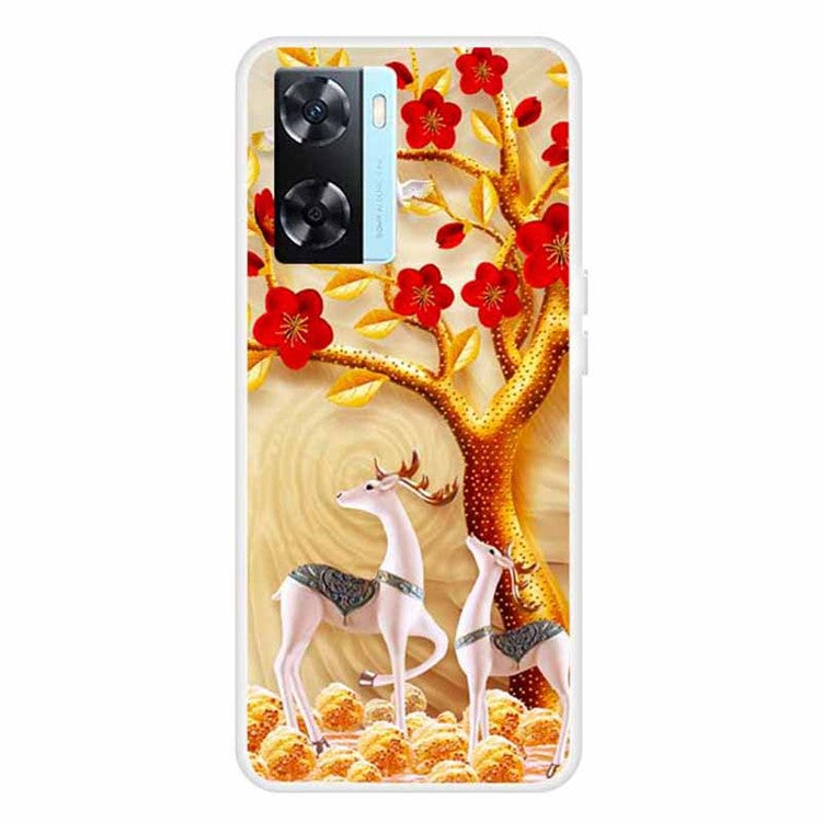 Phone TPU Case for Oppo A57s 4G / A77 4G / A57 4G Pattern Printing Anti-scratch Mobile Phone Cover - Sika Deer