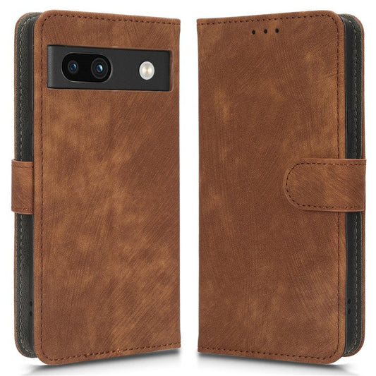 For Google Pixel 7a PU Leather Flip Folio Case Wallet RFID Blocking Protection Stand Phone Cover - Brown