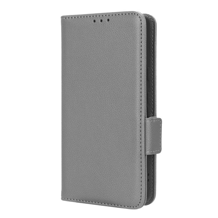 Cell Phone Cover For Google Pixel 7a , Wallet Stand Litchi Texture PU Leather Anti-fall Flip Phone Case - Grey