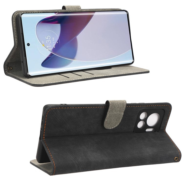 For Motorola Edge 30 Ultra 5G / Edge X30 Pro RFID Blocking Phone Case Stand PU Leather Phone Wallet Cover - Black