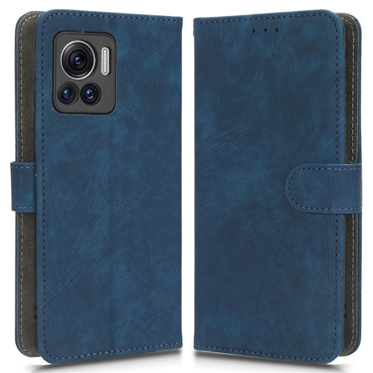 For Motorola Edge 30 Ultra 5G / Edge X30 Pro RFID Blocking Phone Case Stand PU Leather Phone Wallet Cover - Blue