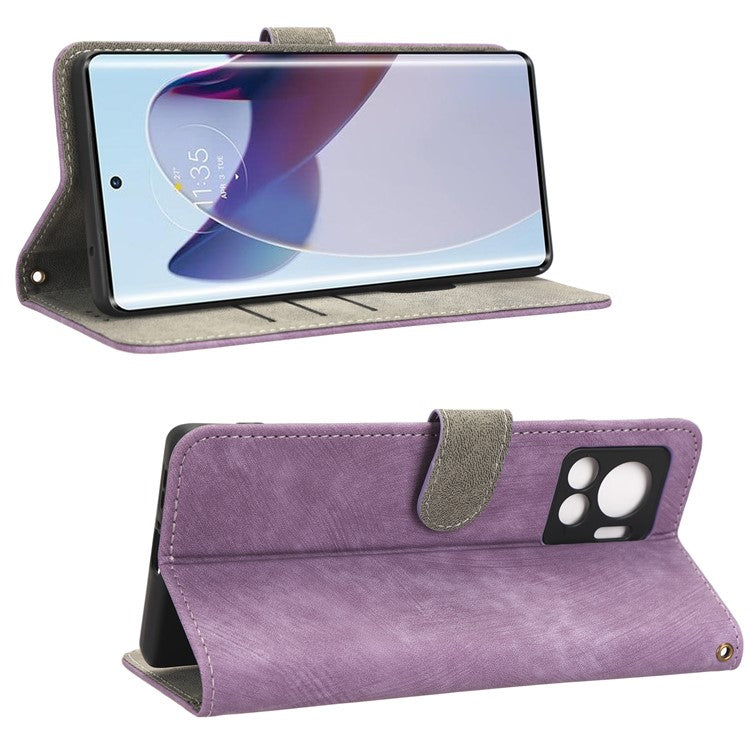 For Motorola Edge 30 Ultra 5G / Edge X30 Pro RFID Blocking Phone Case Stand PU Leather Phone Wallet Cover - Purple