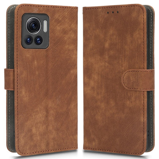 For Motorola Edge 30 Ultra 5G / Edge X30 Pro RFID Blocking Phone Case Stand PU Leather Phone Wallet Cover - Brown