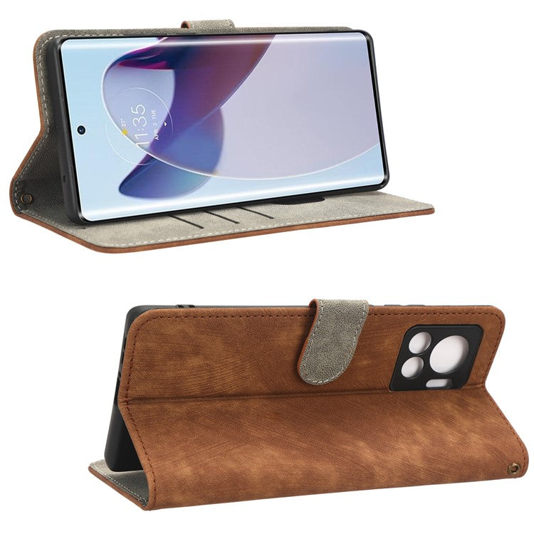 For Motorola Edge 30 Ultra 5G / Edge X30 Pro RFID Blocking Phone Case Stand PU Leather Phone Wallet Cover - Brown