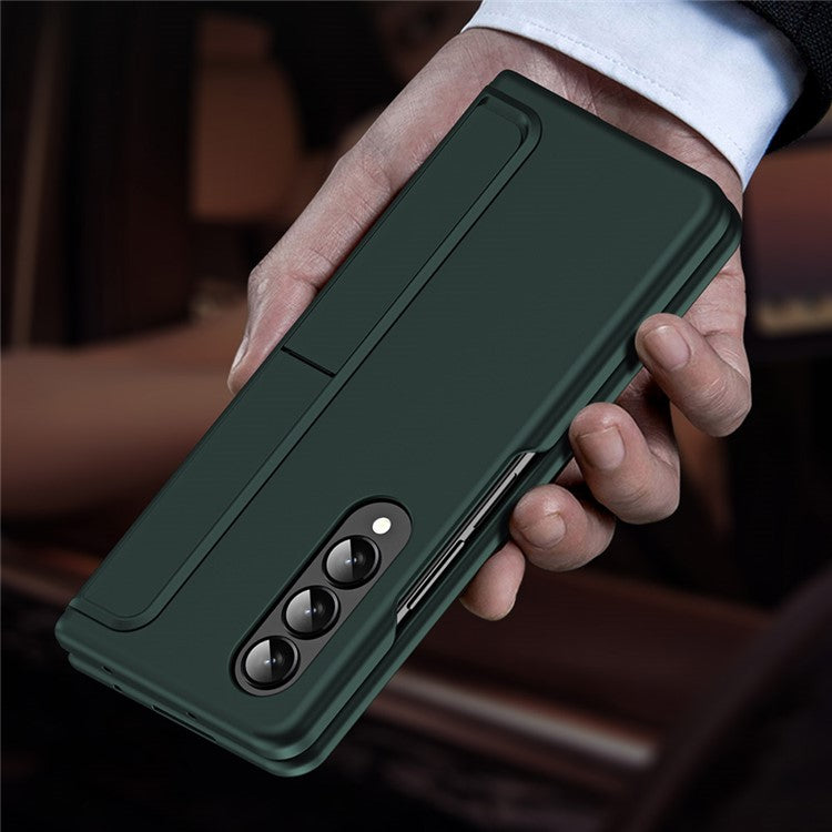 Slim Phone Case for Samsung Galaxy Z Fold4 5G Shockproof Had PC Kickstand Case with Pencil Holder - Purple