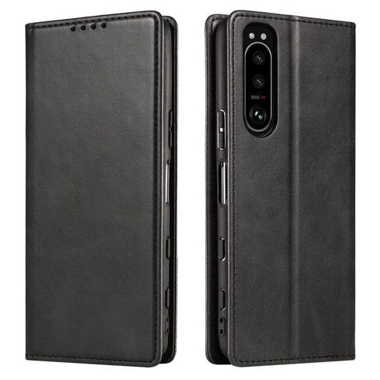 PU Leather Phone Case For Sony Xperia 5 II , Business Style Flip Wallet Stand Shockproof Mobile Phone Cover - Black