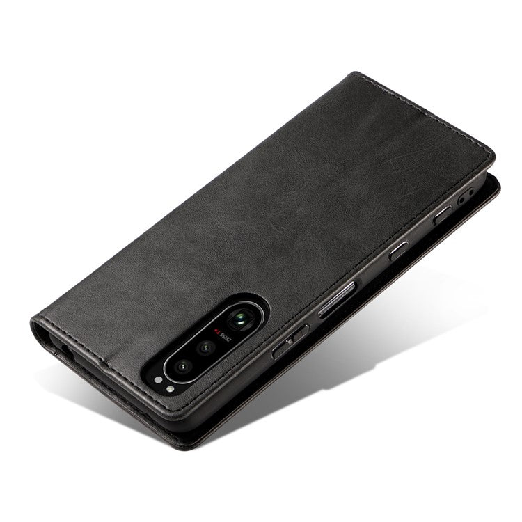 PU Leather Phone Case For Sony Xperia 5 II , Business Style Flip Wallet Stand Shockproof Mobile Phone Cover - Black