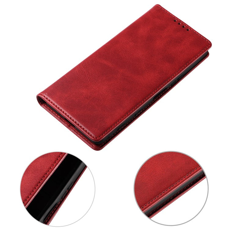 PU Leather Phone Case For Sony Xperia 5 II , Business Style Flip Wallet Stand Shockproof Mobile Phone Cover - Red