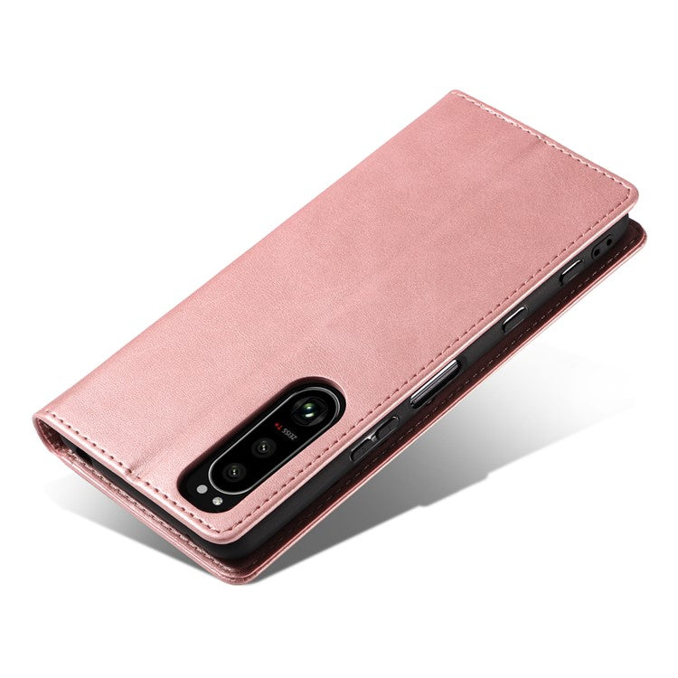 PU Leather Phone Case For Sony Xperia 5 II , Business Style Flip Wallet Stand Shockproof Mobile Phone Cover - Rose Gold