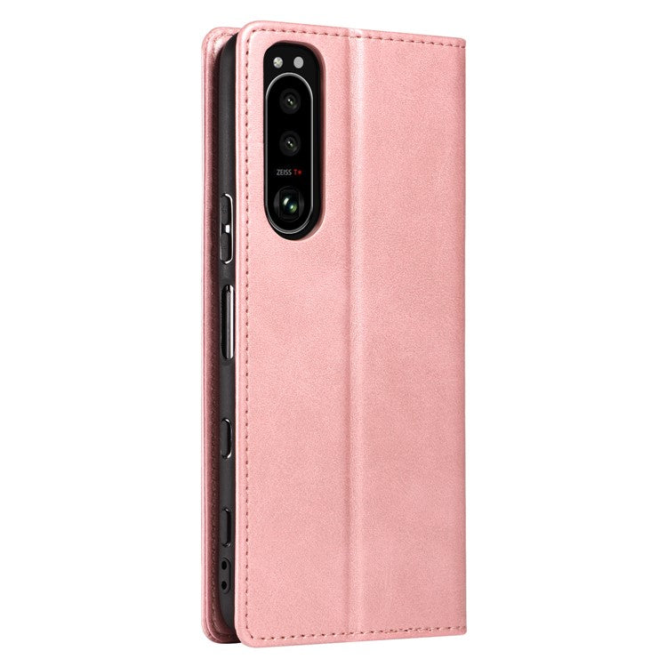 PU Leather Phone Case For Sony Xperia 5 II , Business Style Flip Wallet Stand Shockproof Mobile Phone Cover - Rose Gold