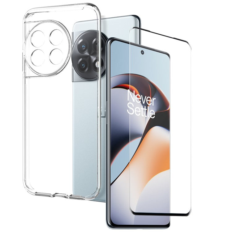 NORTHJO For OnePlus 11R 5G / Ace 2 5G / 11R 5G TPU Case Phone Cover + Crystal Clear Tempered Glass Screen Protector - Transparent