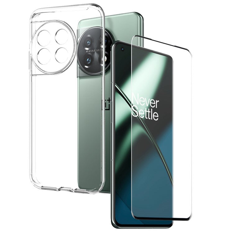NORTHJO For OnePlus 11 5G Transparent Phone TPU Case + Anti-scratch Tempered Glass Screen Protector - Transparent