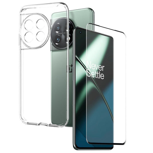 NORTHJO For OnePlus 11 5G Transparent Phone TPU Case + Anti-scratch Tempered Glass Screen Protector - Transparent