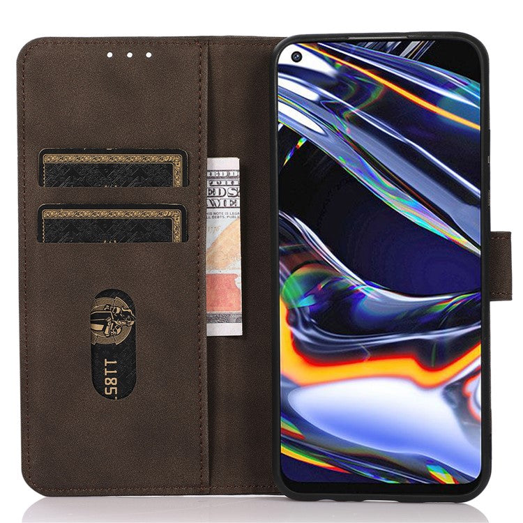 KHAZNEH For Oppo Reno8 T 4G Shockproof Textured Wallet Cover Folding Stand  PU Leather Phone Case - Brown