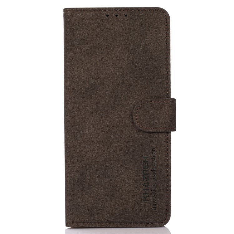 KHAZNEH For Oppo Reno8 T 4G Shockproof Textured Wallet Cover Folding Stand  PU Leather Phone Case - Brown