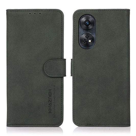 KHAZNEH For Oppo Reno8 T 4G Shockproof Textured Wallet Cover Folding Stand  PU Leather Phone Case - Green