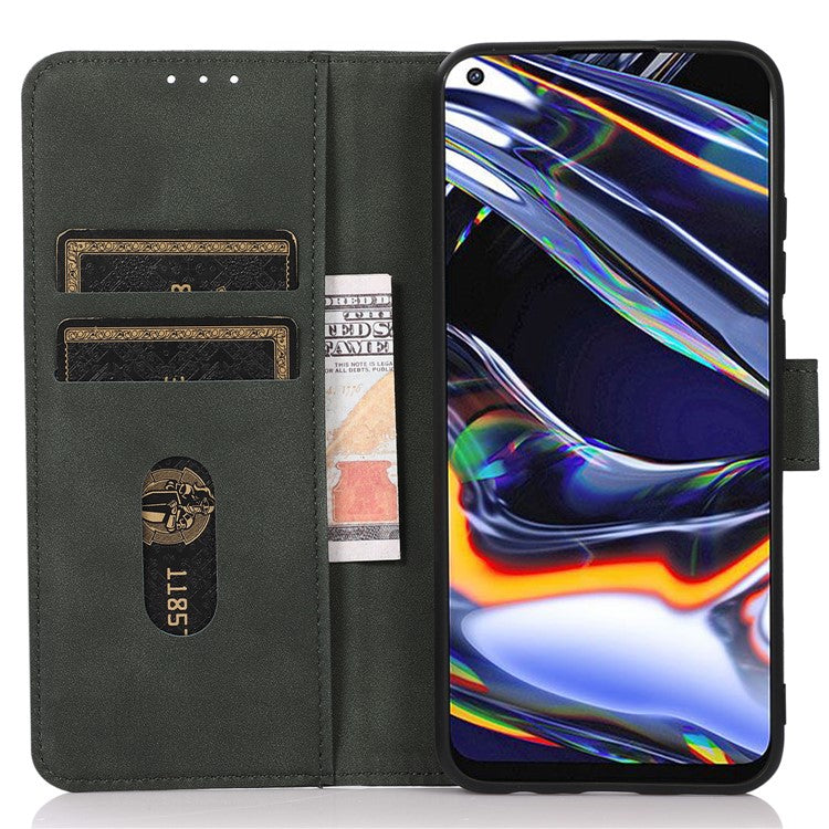 KHAZNEH For Oppo Reno8 T 4G Shockproof Textured Wallet Cover Folding Stand  PU Leather Phone Case - Green