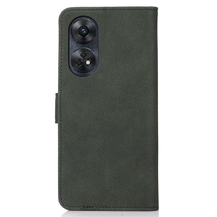 KHAZNEH For Oppo Reno8 T 4G Shockproof Textured Wallet Cover Folding Stand  PU Leather Phone Case - Green