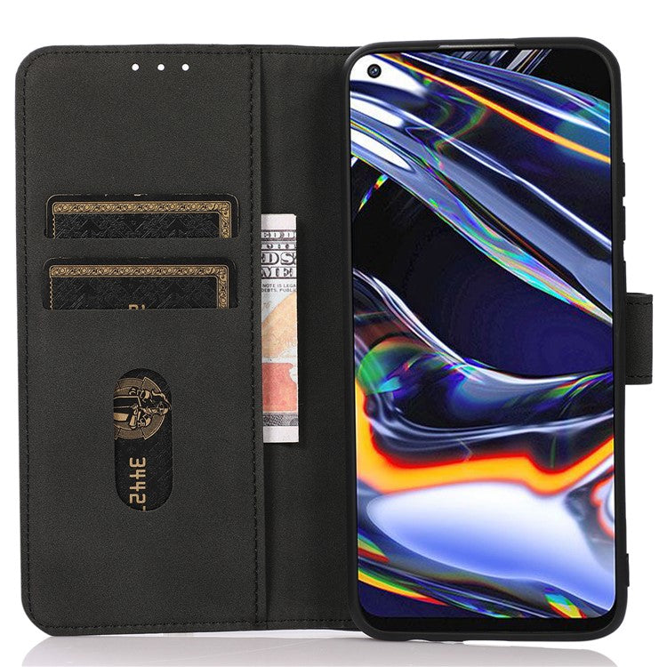 KHAZNEH For Oppo Reno8 T 4G Shockproof Textured Wallet Cover Folding Stand  PU Leather Phone Case - Black