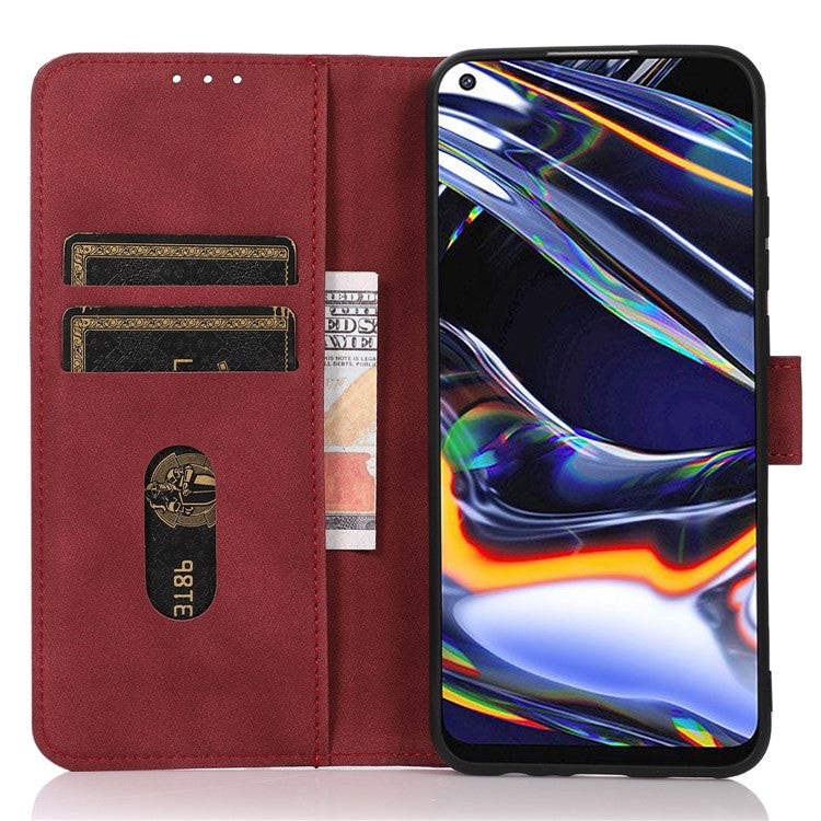 KHAZNEH For Oppo Reno8 T 4G Shockproof Textured Wallet Cover Folding Stand  PU Leather Phone Case - Red
