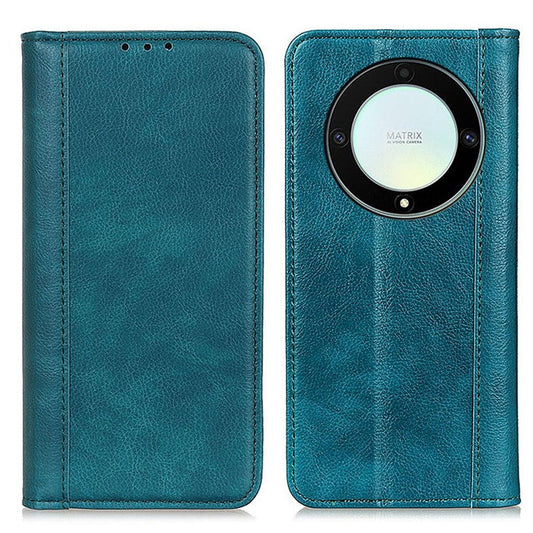 For Honor X9a / X40 / Magic5 Lite 5G Litchi Texture Split Leather Phone Case Shockproof Wallet Cover with Stand - Green