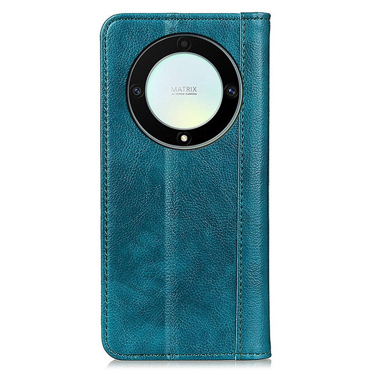 For Honor X9a / X40 / Magic5 Lite 5G Litchi Texture Split Leather Phone Case Shockproof Wallet Cover with Stand - Green