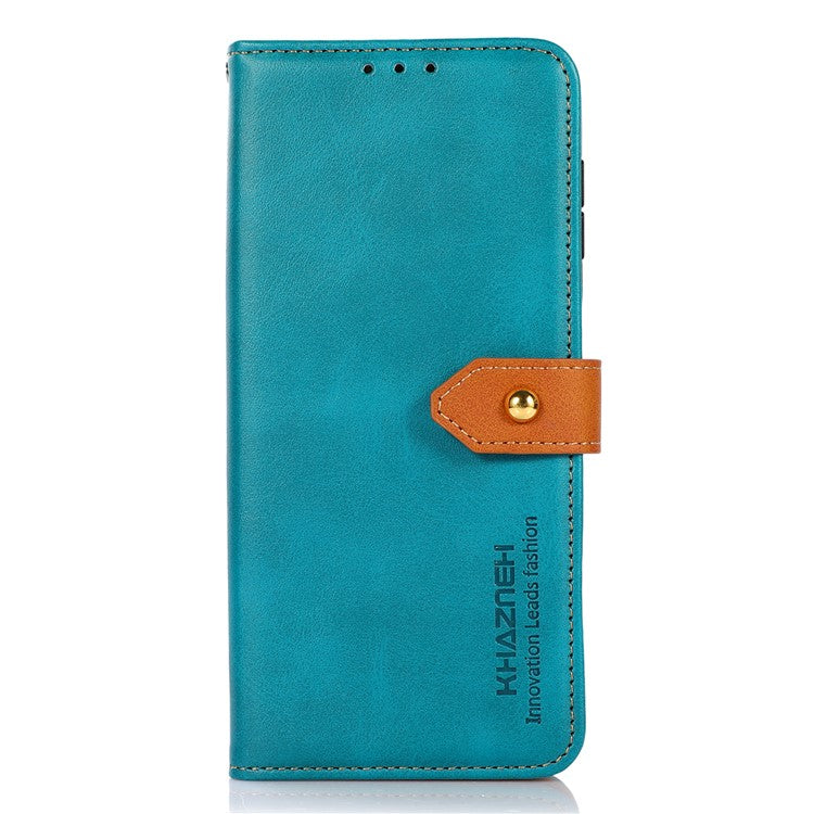 KHAZNEH For Honor X9a 5G / X40 5G / Magic5 Lite 5G Gold Button PU Leather Cowhide Texture Phone Stand Case Wallet Cover - Blue