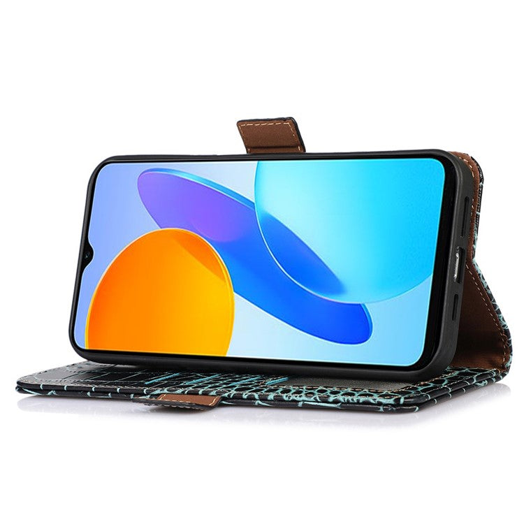 For Honor X9a 5G / X40 5G / Magic5 Lite 5G RFID Blocking Wallet Phone Cover Genuine Cowhide Leather Stand Case - Green