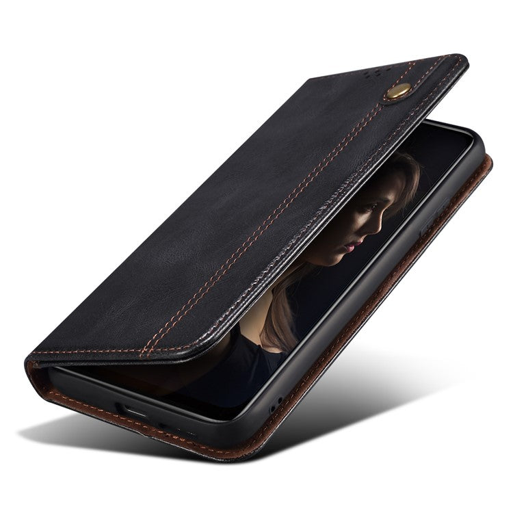 Stand Phone Case for Oppo A1 Pro 5G / Reno8 T 5G Waxy Crazy Horse Texture Leather Wallet Phone Cover - Black