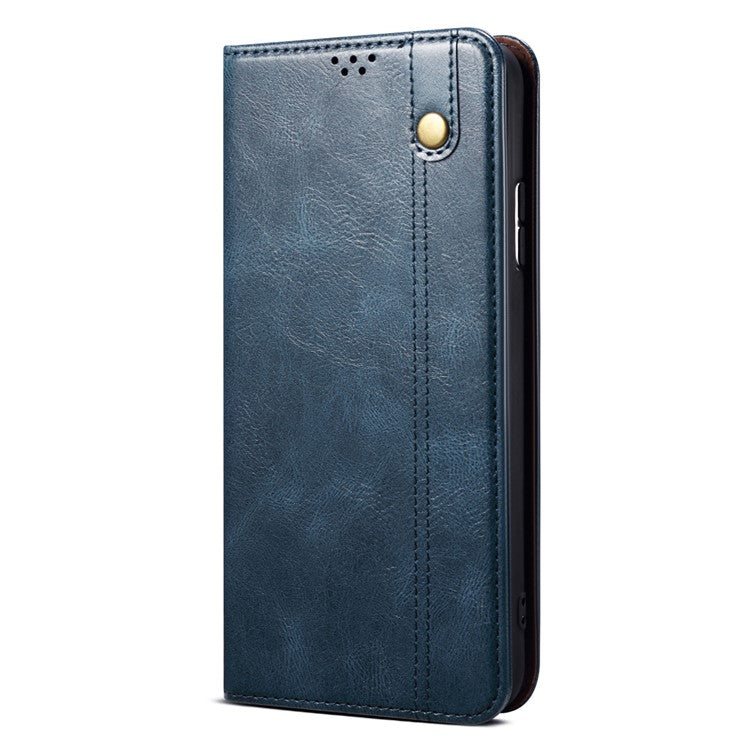 Stand Phone Case for Oppo A1 Pro 5G / Reno8 T 5G Waxy Crazy Horse Texture Leather Wallet Phone Cover - Blue