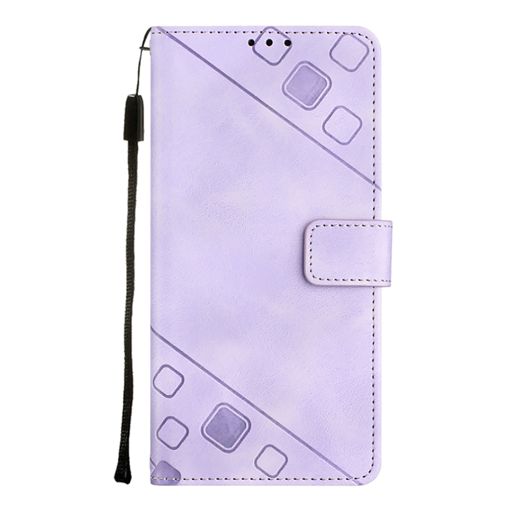 PT005 YB Imprinting Series-6 For Samsung Galaxy S20 FE 5G / S20 FE / S20 FE 2022 / S20 Lite Skin Touch Foldable Stand Phone Case PU Leather Wallet Cover - Light Purple