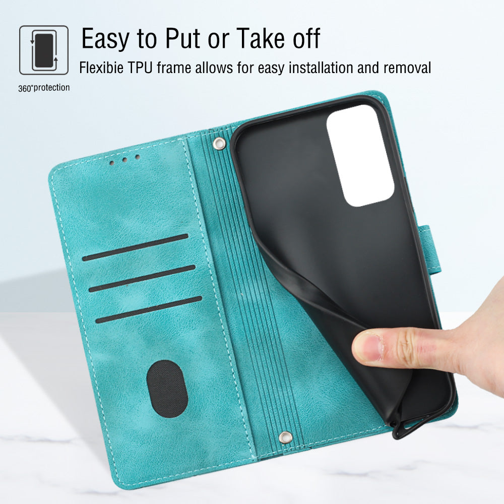 PT005 YB Imprinting Series-6 For Samsung Galaxy S20 FE 5G / S20 FE / S20 FE 2022 / S20 Lite Skin Touch Foldable Stand Phone Case PU Leather Wallet Cover - Green