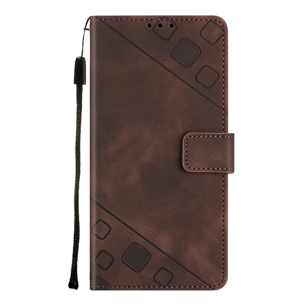 PT005 YB Imprinting Series-6 For Samsung Galaxy S20 FE 5G / S20 FE / S20 FE 2022 / S20 Lite Skin Touch Foldable Stand Phone Case PU Leather Wallet Cover - Brown