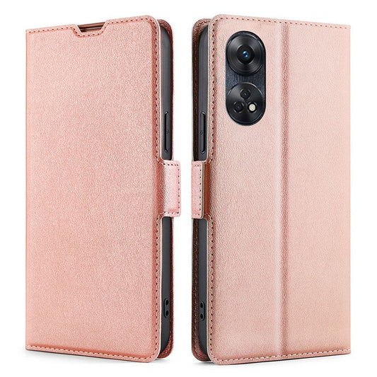 Phone Stand Cover for Oppo Reno8 T 4G PU Leather Card Holder Mobile Phone Protective Cover - Rose Gold